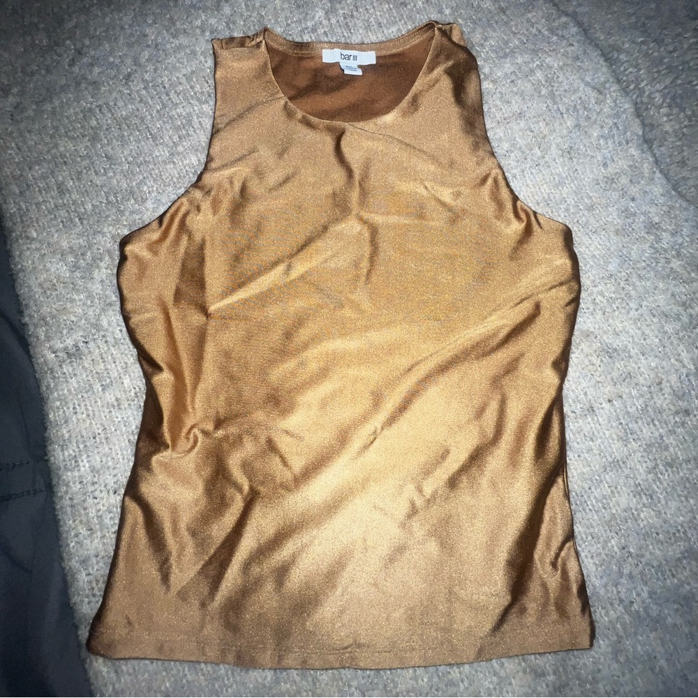 Bar III Gold Fitted Tank Top
